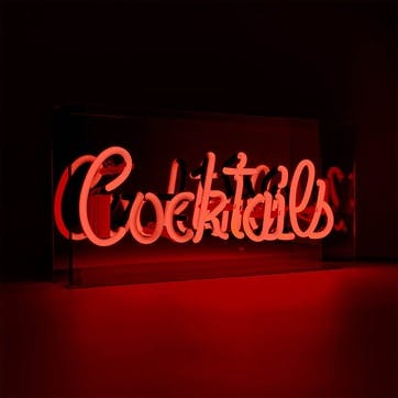 Neon Box Cocktails Glass Sign H38 x W19cm, Red