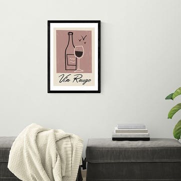 Telegramme Paper Co Vin Rouge Framed Print 63 x 45cm, Pink