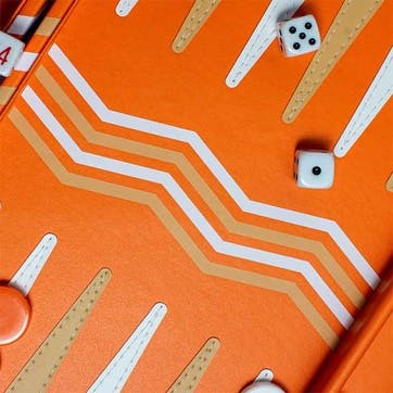 Leather Backgammon Board L45 x W38cm, Orange