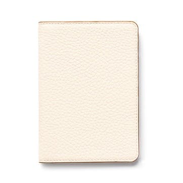 Passport Cover with Card Slots H14 x W10cm, Ivory Pebble
