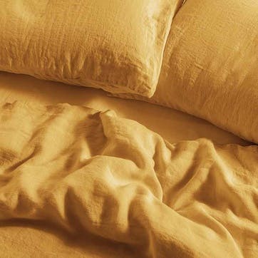 Linen Pair of Standard Pillowcases, Ochre