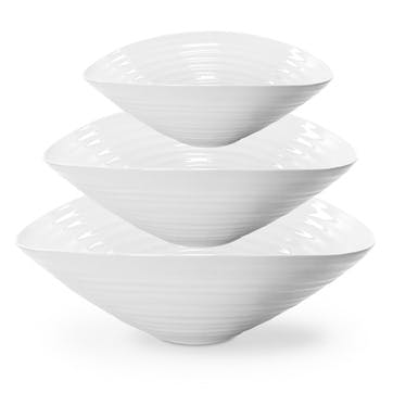 Salad Bowls, Set of 3; White