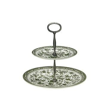 Regal Peacock 2 Tier Cake Stand H24 x W26.5 x D26.5cm, Green