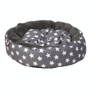 Star Print Donut Cat Bed, Grey