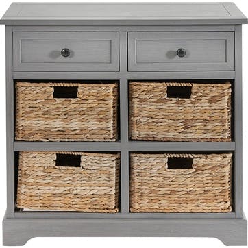 Devonshire 2 Drawer Basket Unit , Grey