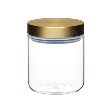 Metallics Airtight Small Glass Food Storage Jar with Brass Lid