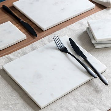 Marble Set of 2 Placemats 20 x 26cm, White