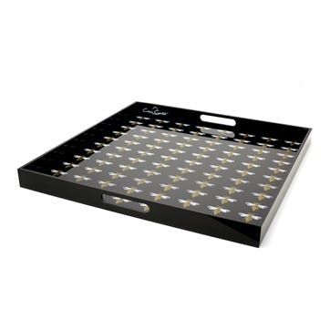 Large acrylic serving tray, 35 x 35cm, Casacarta, Bee, Black