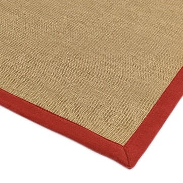 Sisal  linen border runner 120 x 180cm, red