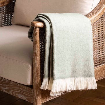 Stockwell Herringbone Throw 130 x 170cm, Sage