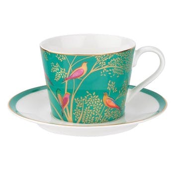 Teacup and saucer, 20cl, Sara Miller London, Chelsea Collection, green