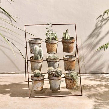 Abari Planter Stand H68 x W47cm, Aged Zinc