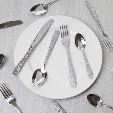 Hammered 24 Piece Cutlery Set, Stainless Steel