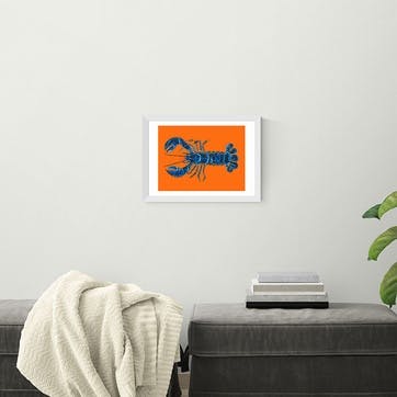 Alice Straker Lobster on Orange Framed Print 45 x 33cm, Orange