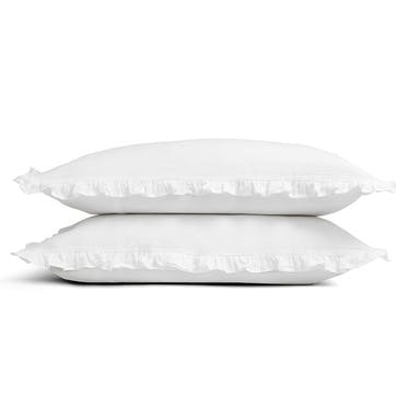 Organic Retreat Ruffle Pair of Oxford Pillowcase, White