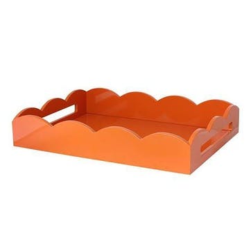 Lacquered Scallop Tray 43 x 33cm, Orange