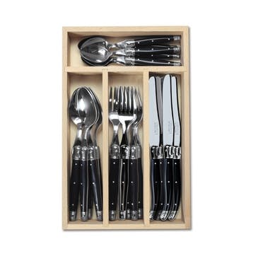 24 Piece Cutlery Set, Black Handle