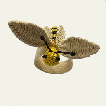 Narino Bumble Bee Woven Napkin Rings, Yellow & Black