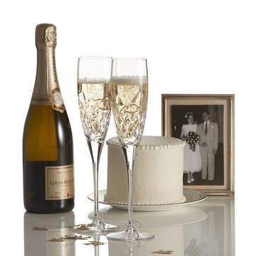 Pair of love champagne flutes, Waterford Crystal, Forever