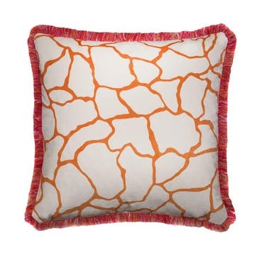 Andrew Martin Square Fringed Cushion, 55 x 55cm, Orange