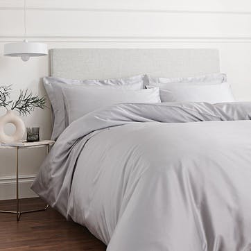 400Tc Cotton Sateen Double Duvet Set, Dove Grey