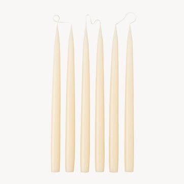 Set of 6 Tapered Dinner Candles H35cm, Ivory