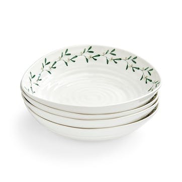 Mistletoe Set of 4 Pasta Bowls D23.5cm, White/Green