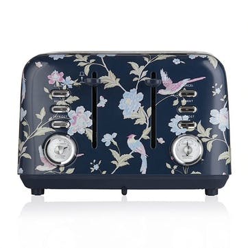 Laura Ashley 4 Slice Toaster, Elveden Blue & Silver