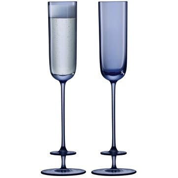Champagne Theatre Flute, Set of 2, Midnight Blue