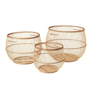 Soffy Set of 3 Baskets D60 x H45cm, Natural