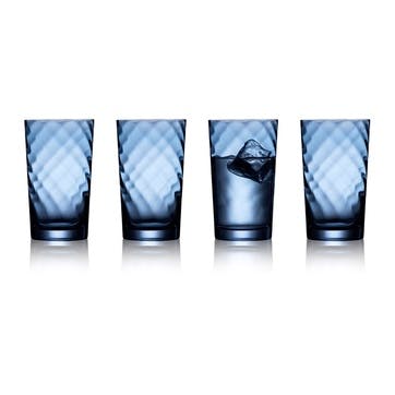 Vienna Set of 4 Highball Glasses, 450ml, Blue