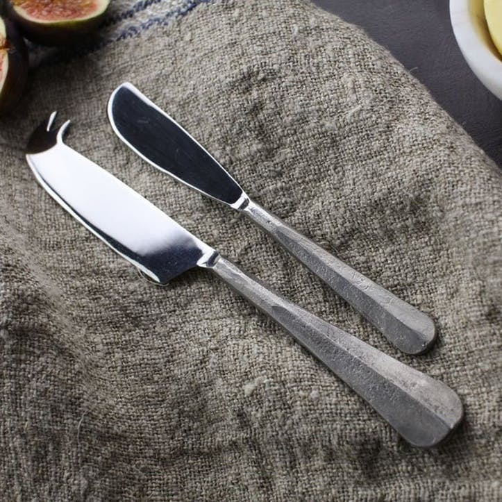 Osko Cheese and Butter Knife Set, Brushed Silver