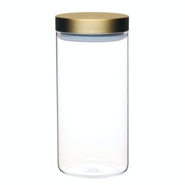 Metallics Airtight Large Glass Food Storage Jar with Brass Lid