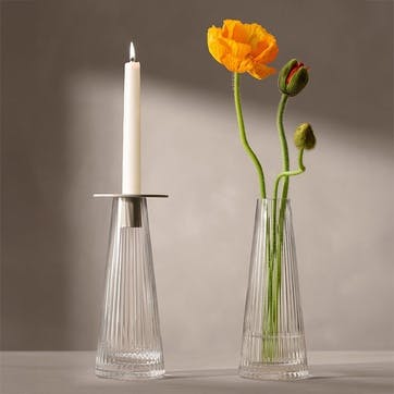 Beacon Candle Holder H22cm, Concrete Grey & Clear