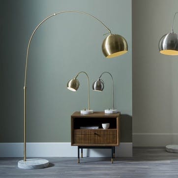 Feliciani Floor Lamp H175cm, Brushed Brass and White Marble