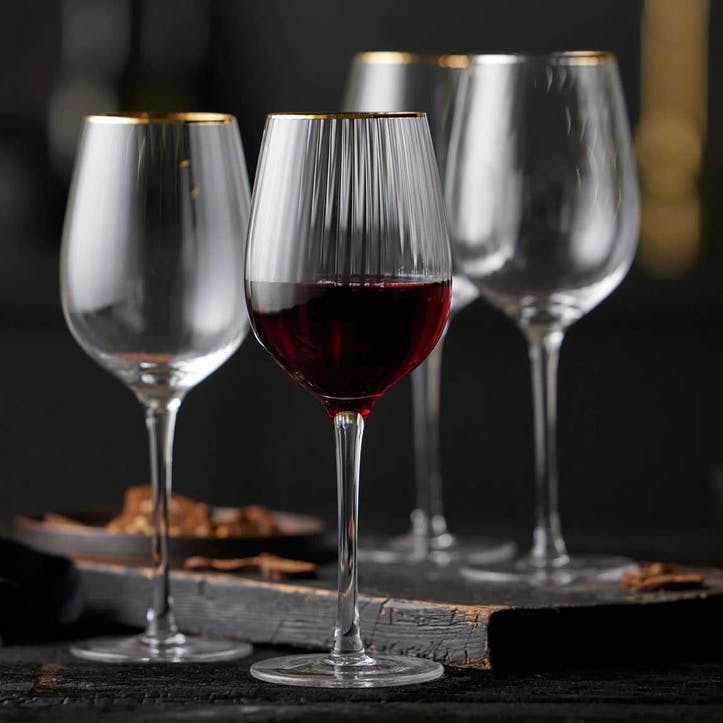 Palermo Set of 4 Red Wine Glasses 400ml, Gold
