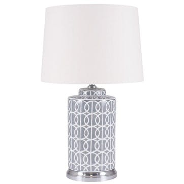 Aris Geo Pattern Table Lamp - Tall; Grey & White