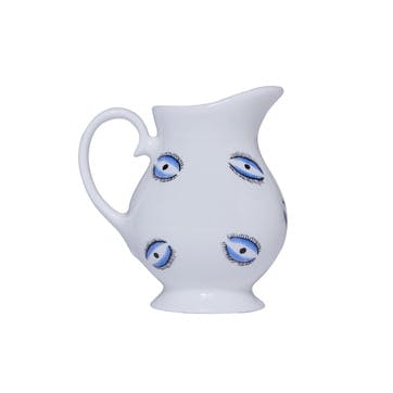Milk jug, H8.8 x D8cm, Casacarta, Eye, white and blue