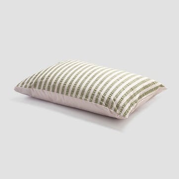 Seersucker Stripe Standard Cotton Pillowcase Pair, Pear