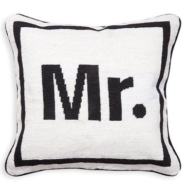 Mr, Needlepoint Cushion, Beige, H41 x D41cm