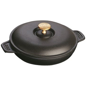 Cast Iron Round Covered Baking Dish, Black