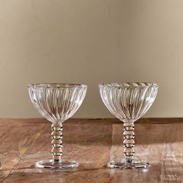 Santosa Set of 2 Champagne Glasses 200ml, Clear