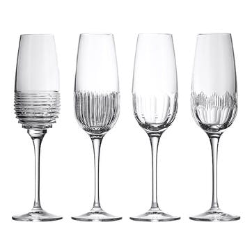 Mixology Set of 4 Champagne Flutes 335ml, Clear