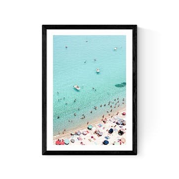 Sisi and Seb Beach Scene Print A2, Black Frame