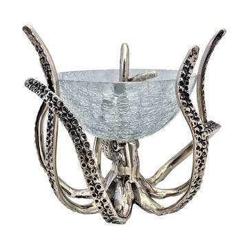 Octopus Stand With Glass Bowl, Silver