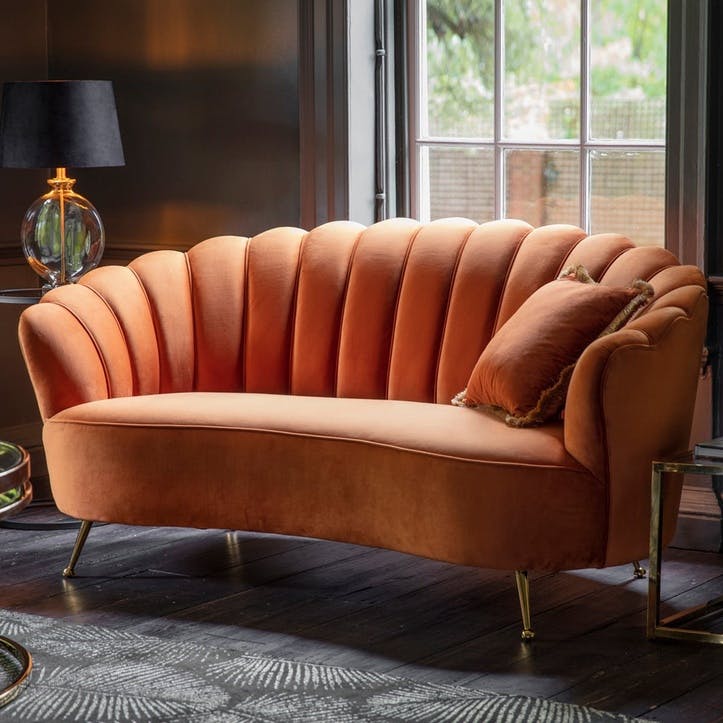Marldon Velvet Sofa, Orange