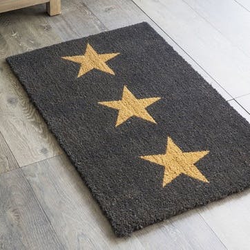 Doormat 3 Stars, Large in Charcoal, Coir