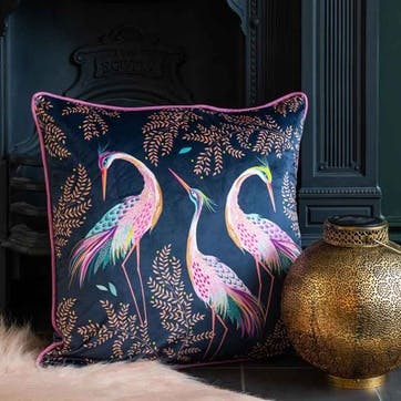 Dancing Cranes Cushion 50 x 50cm, Midnight