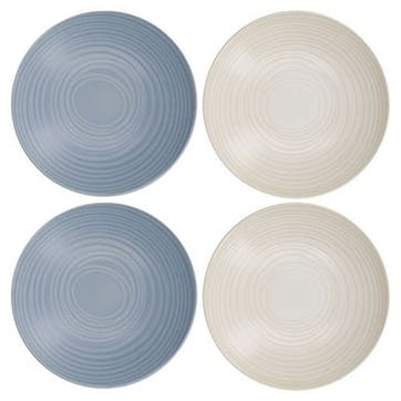 Stoneware Set of 4 Coupe Pasta Bowls D22cm, Blue