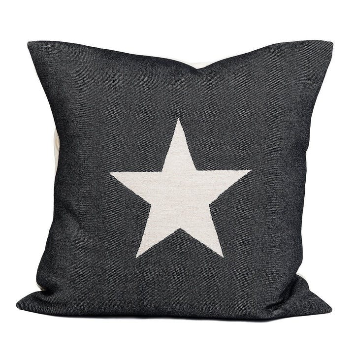 Large Antares Star Cushion -  50cm; Linen On Black,